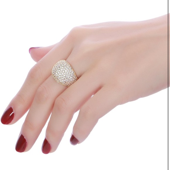#104 Diamond Accent Dome Ring Sliver Fashion Rings for women Big Hollow Size 10 - Picture 1 of 10